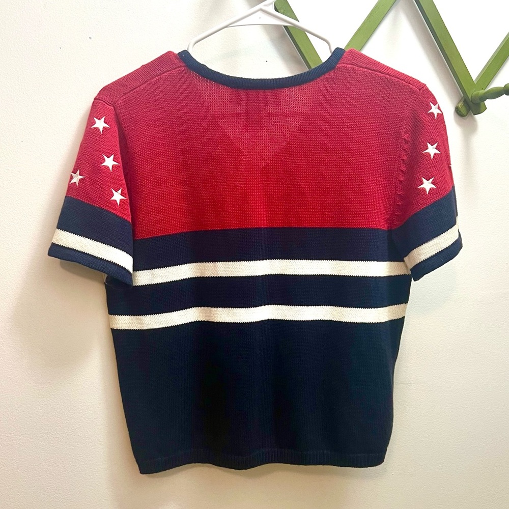 🌟HOST PICK!🌟 90s Vintage 🤍 NOS Norton Studio Patriotic Short-Sleeved Cardigan - Picture 2 of 3